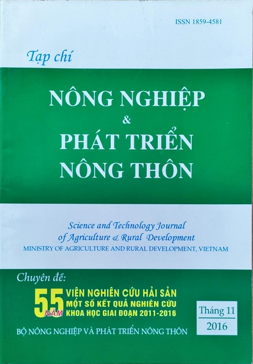 Journal of Agriculture and Rural Development _ The sixteen year the 55th anniversary of Research Institute for Marine Fisheries foundation: Some scientific results during 2011-2016