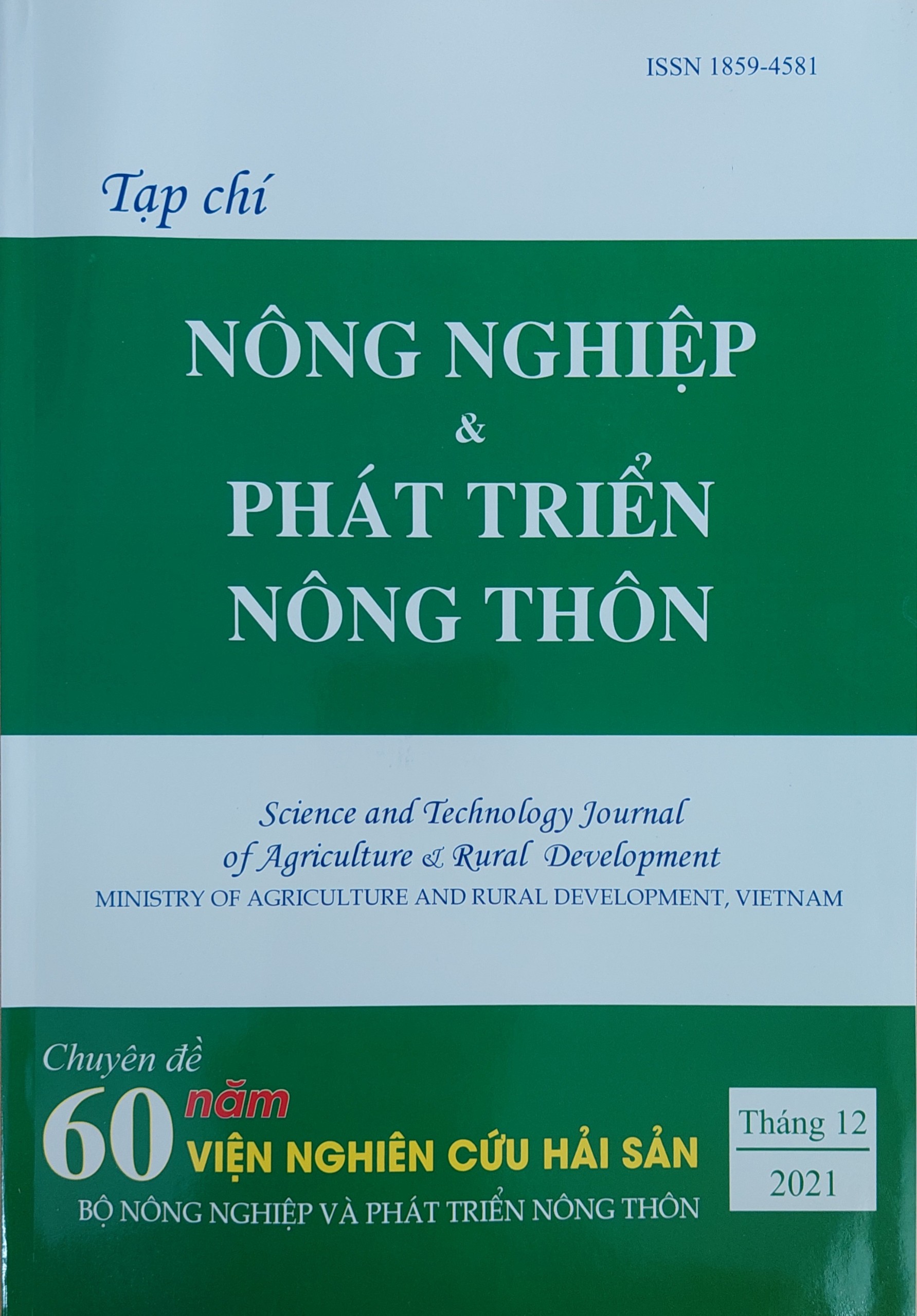 Journal of Agriculture and Rural Development _ The 60th Anniversary of the Research Institute for Marine Fisheries